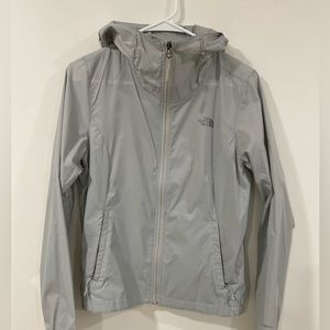 The North Face women’s periwinkle, lightweight, rain jacket.